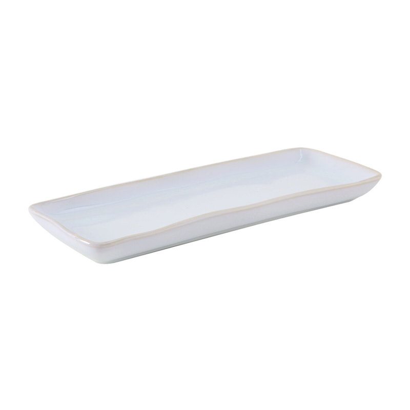 Tuxton Artisan Ceramic Tray, Agave White, 1.25" H x 13.75" W x 5" D