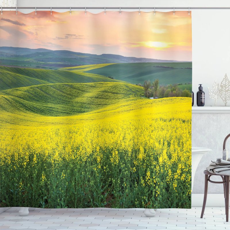 Shower Curtain with Hooks Included, 70" H x 69" W