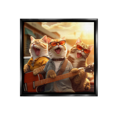"Singing Guitarist Cats Floater Frame" par Jim Baldwin sur toile
