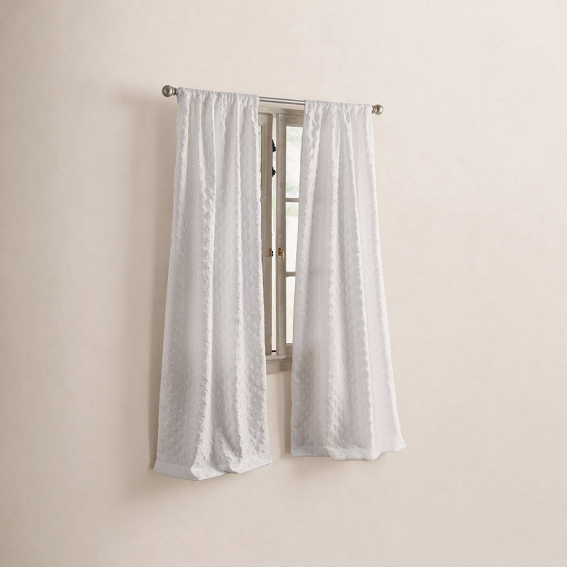 Peri Home Diamond White Curtain Panel Pair, 38" x 96"