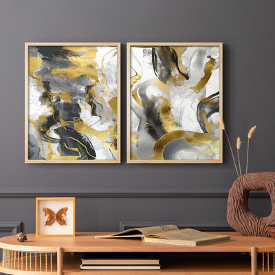 ABSTRACT Series cmxxxvi - reproduction encadrée de qualité supérieure - prête à être accrochée - aucun clou requis - aucun clou requis