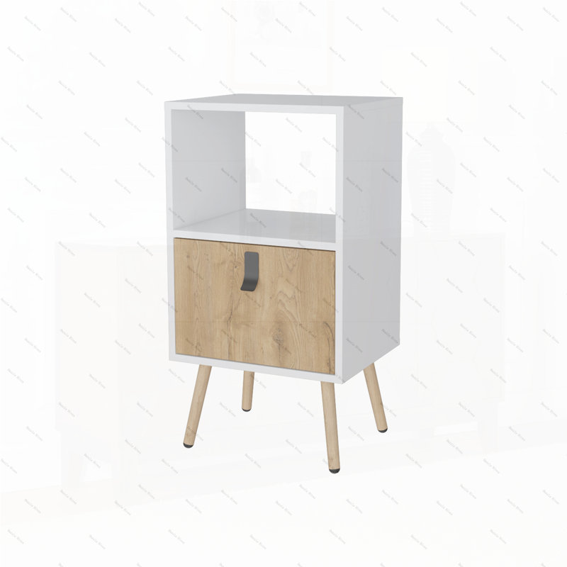 Grande table de chevet blanche et Macadamia