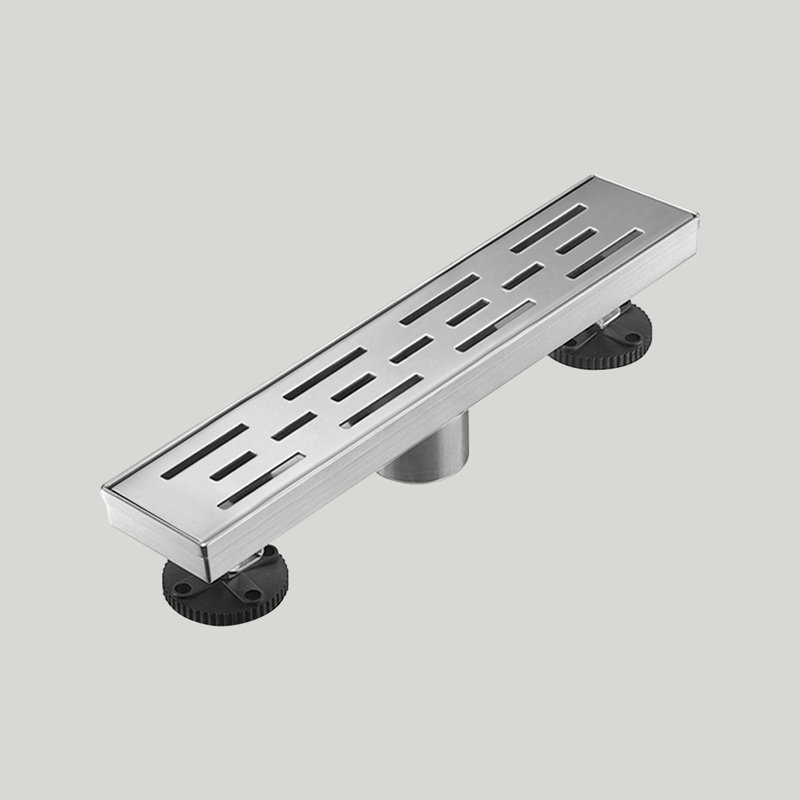 Drain de douche linéaire 12 "avec grille à motif bar, Nickel brossé