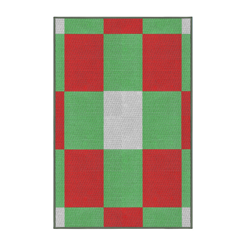 Tapis rouge/vert à motifs, Rectangle 2 pi x 3 pi
