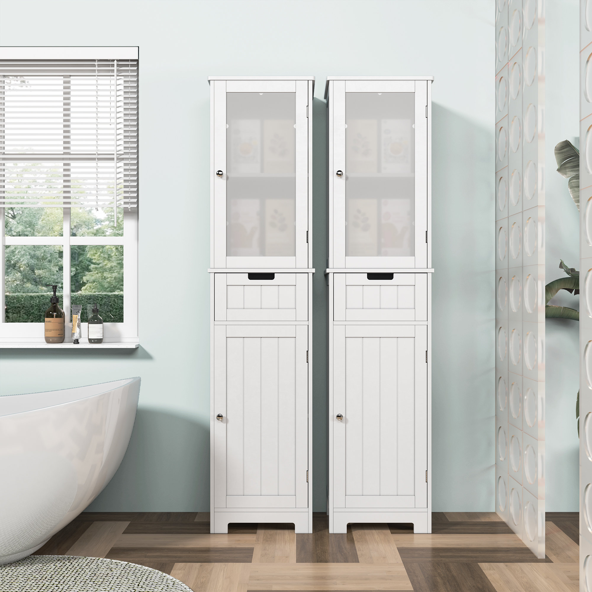 Ebern Designs Calianna Linen Tower Bathroom Cabinet & Reviews