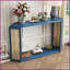 Table basse antique bleue avec plateau irrégulier artistique Panneau tissé naturel - Stable & amp; Assemblage facile pour le salon-770342359