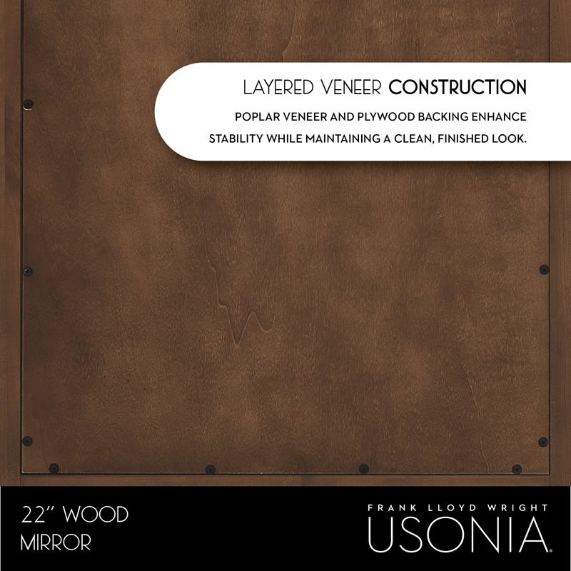 Through Lines Flat Wall Mirror, 30" x 22", Brown