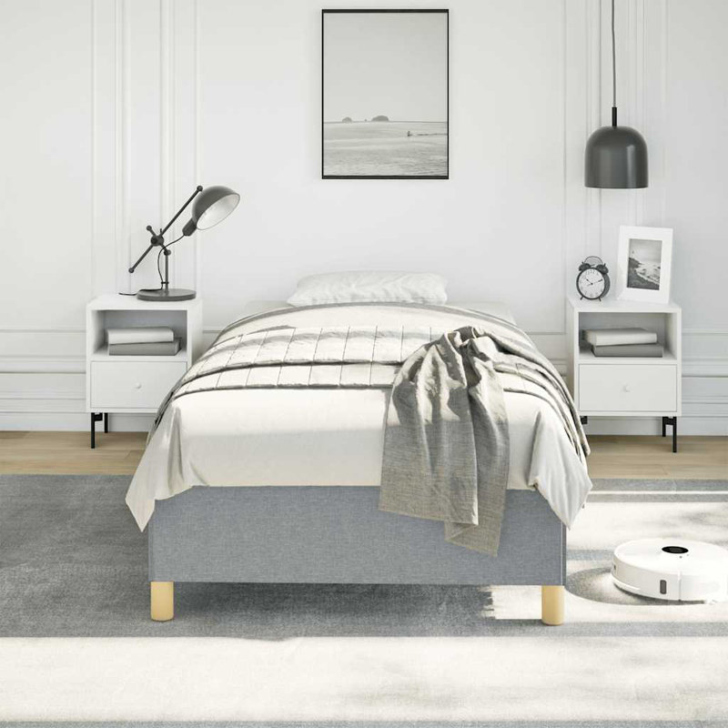 Cadre de lit Maritha, cadre de lit plateforme en tissu, sans matelas, Gris clair, Simple TG