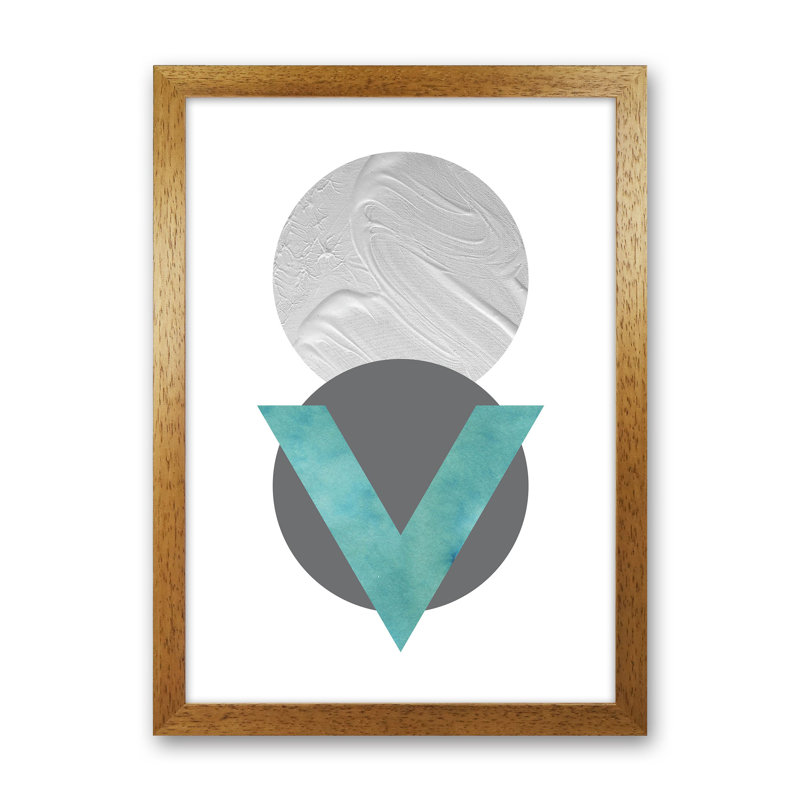 Marble Teal And Silver 1 by Pixy Paper - Print, 84cm H x 59.4cm W x 3cm D, Oak Framed