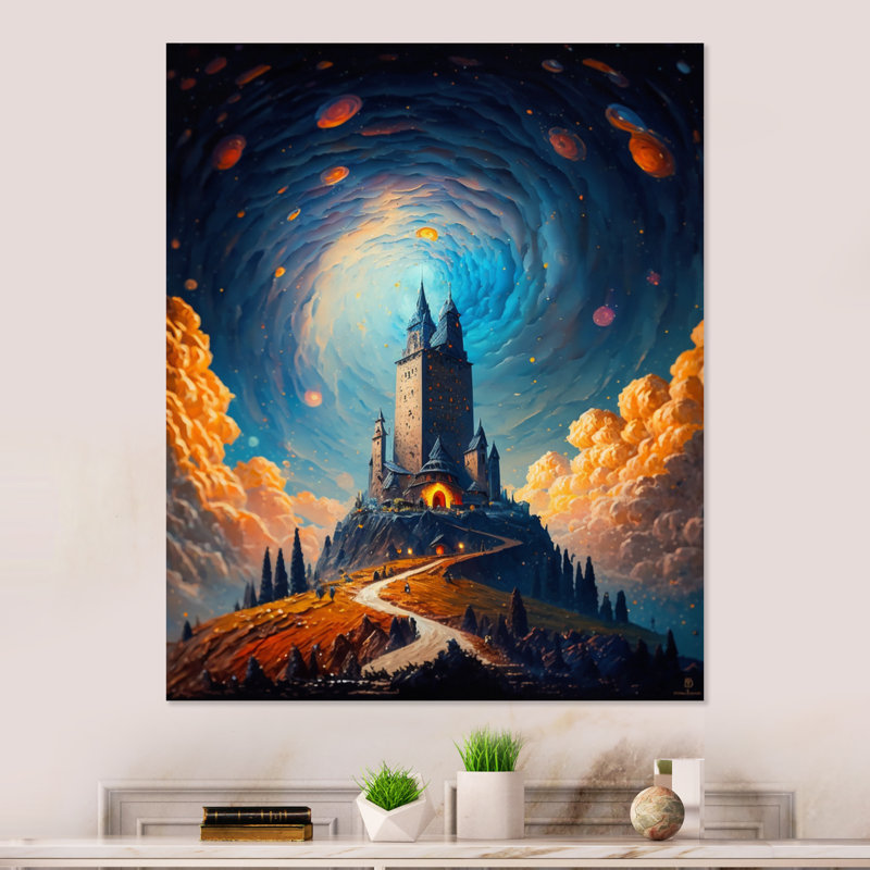 Mayner Blue Mystical Fantasy Castle II, H 32 po x l 16 po x P 1 po, Toile tendue