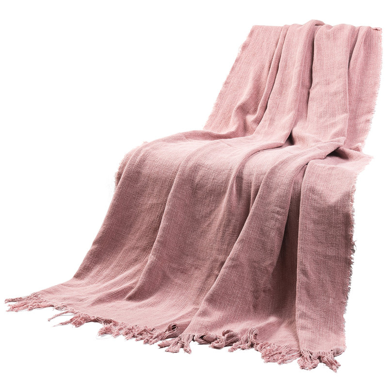Jeté en lin , Rosé