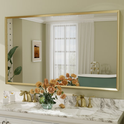 Amara Tempered Glass and Aluminum Alloy Framed French Cleat Mounted Wall Mirror