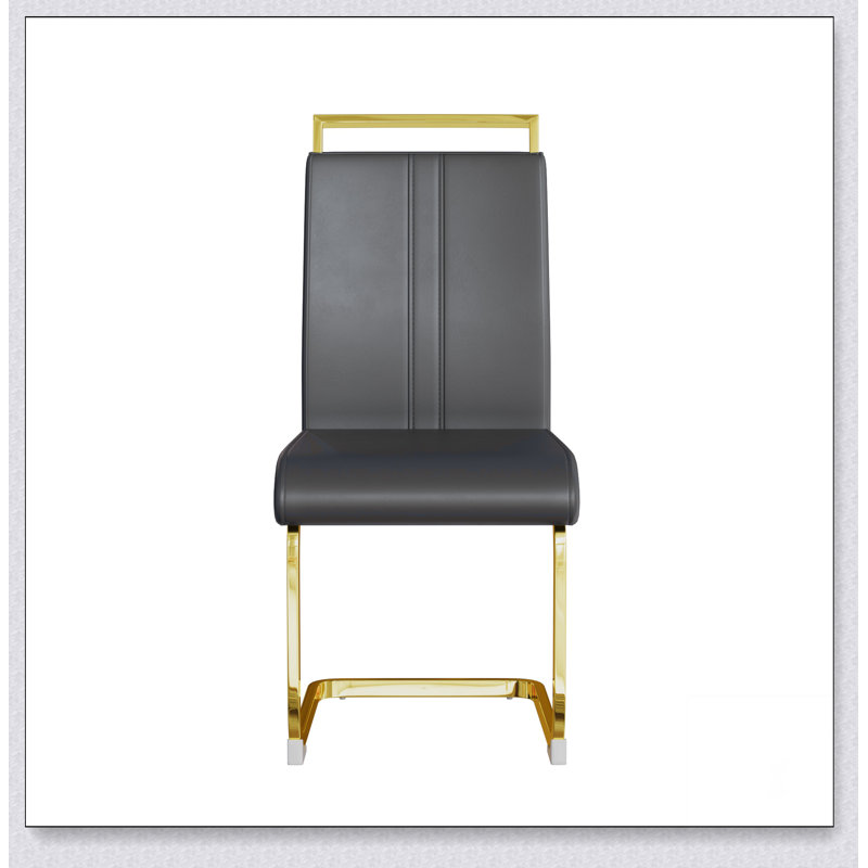 Chaises de salle à manger modernes, chaise d'appoint rembourrée en similicuir à haut dossier avec tube en C, 2, Blanc