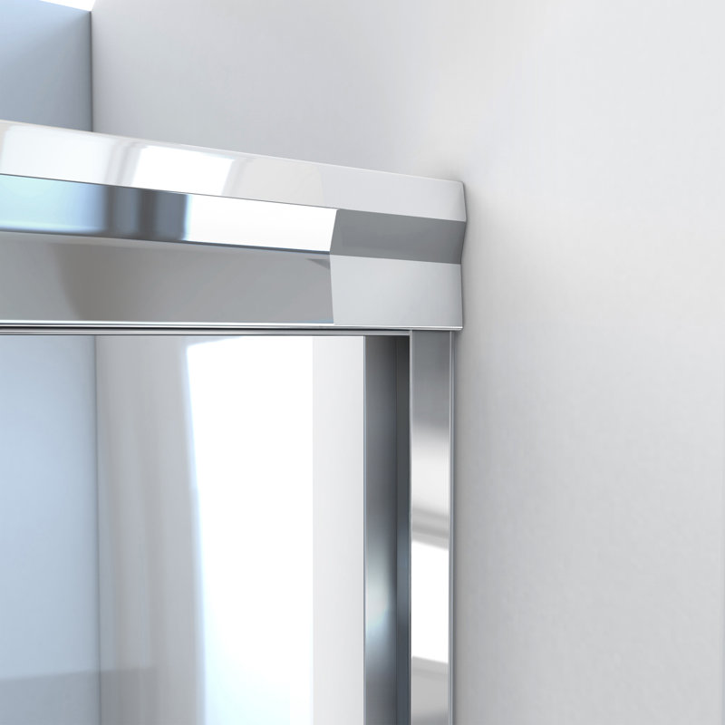SE 56" W x 70.38" H Shower Door, Clear Glass, Polished Chrome