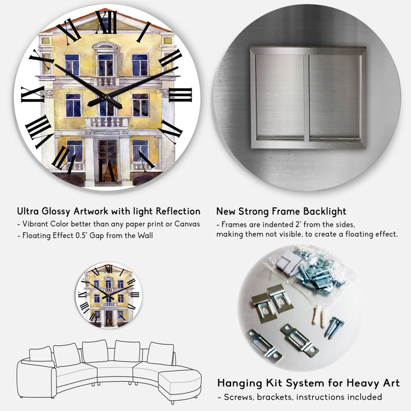 Horloge murale bohème et éclectique jaune, Grand