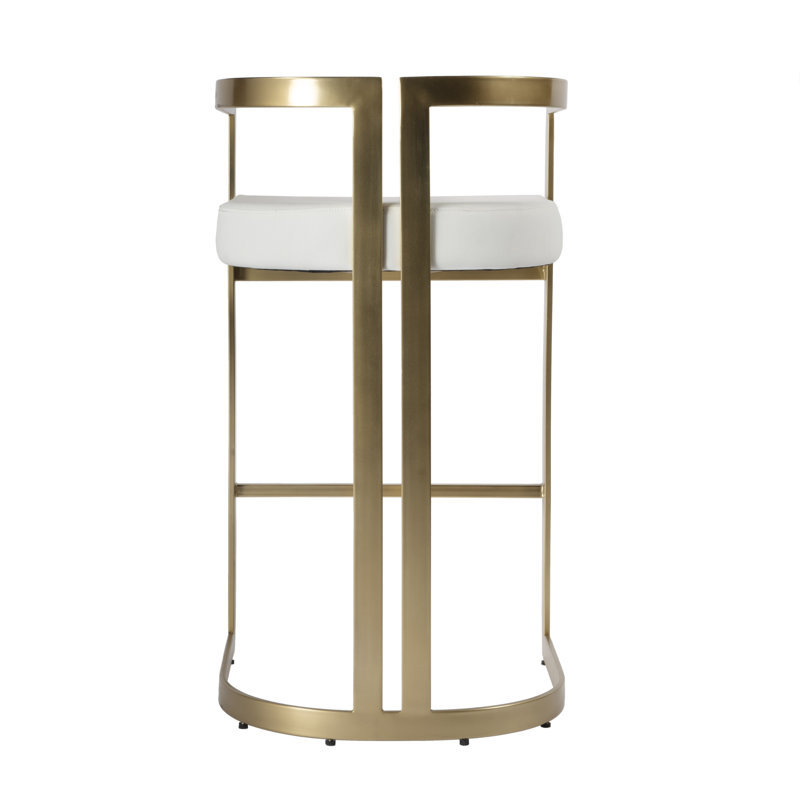 Butler Bravo Faux Leather Counter Stool, Gold, Bar Stool (28.5” Seat Height), White