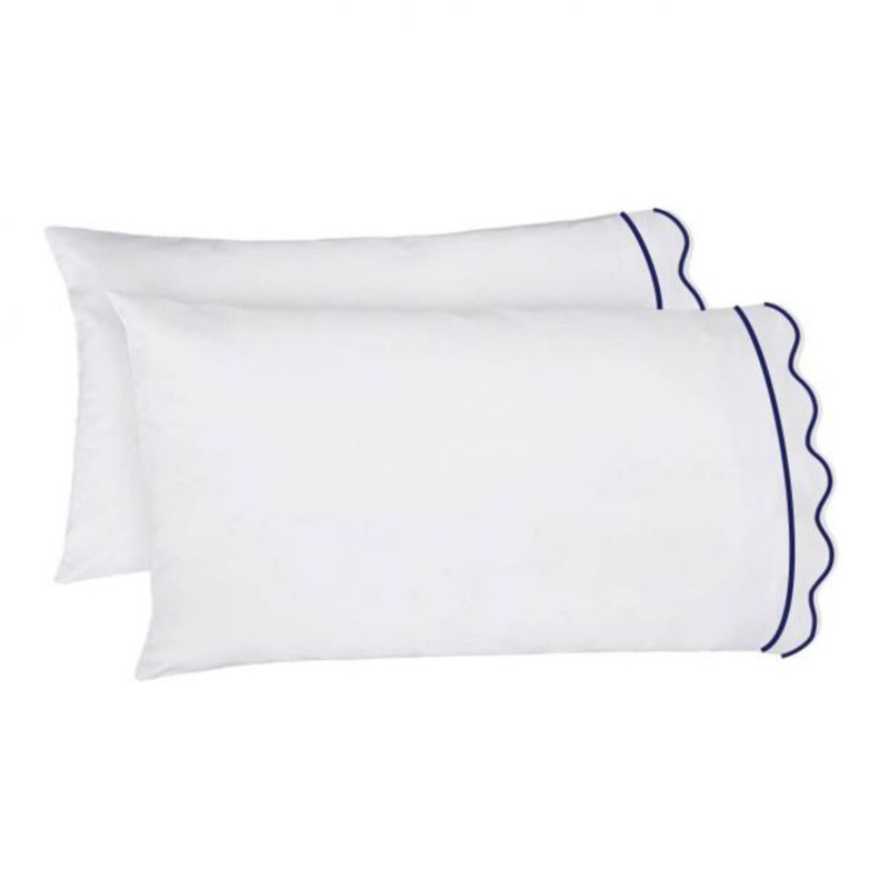 400TC Cotton Scallop Embroidery & Border Cotton 4 Piece Sheet Set Fitted Sheet Fits Upto 16" Deep Pocket, Twin XL Sheet Set