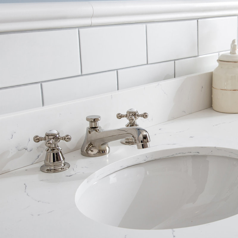 Carlson 2-handle Bathroom Faucet with Drain Assembly, Polished Nickel (PVD), Cross Handle