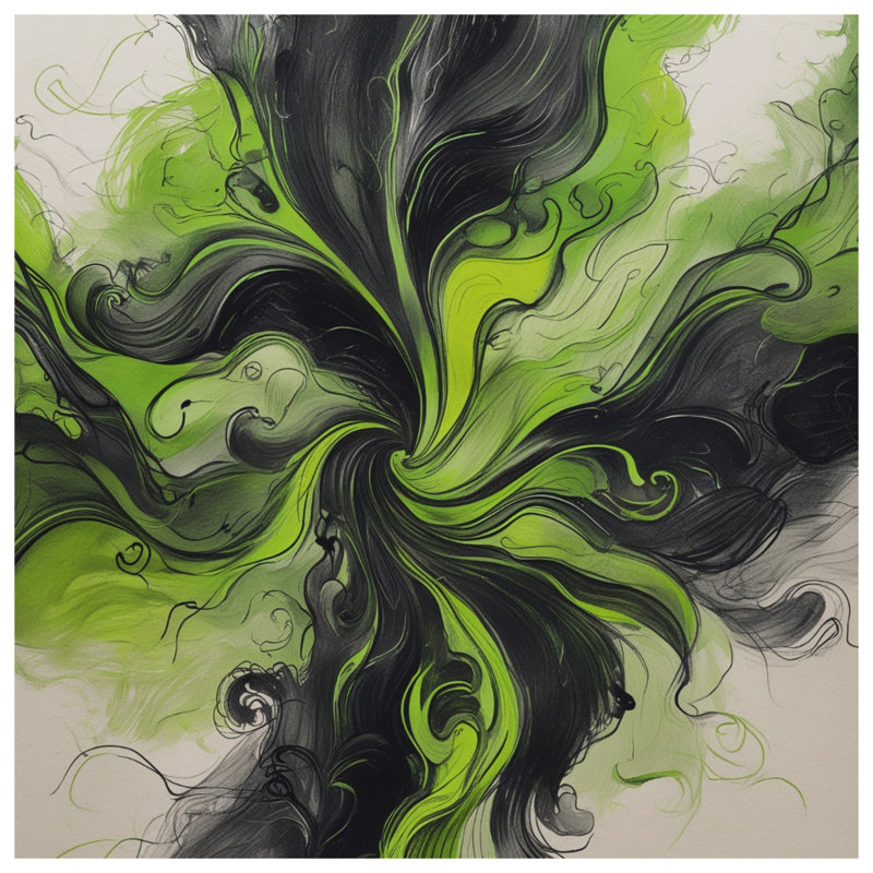Édredon tourbillonnant vert et noir abstrait, Très grand lit