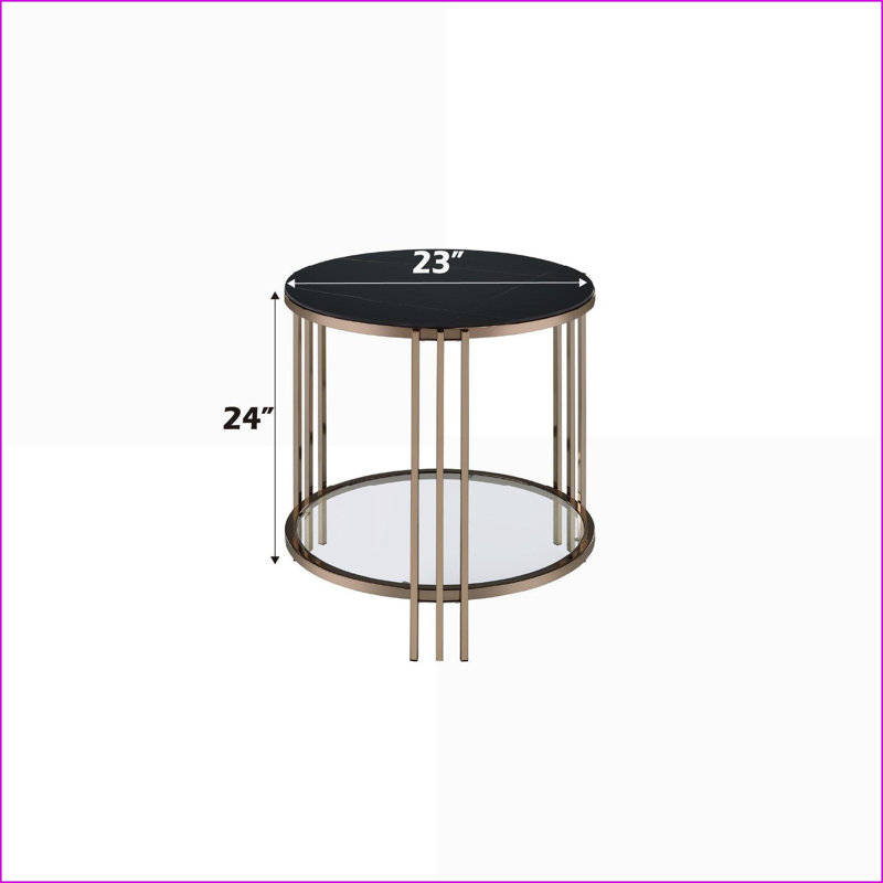 Table basse moderne en pierre frittée moderne avec structure champagne