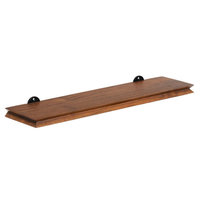 Rickea Solid Wood Wall Mounted Shelf, Walnut, 2.5 cm H x 61 cm W x 15.25 cm D