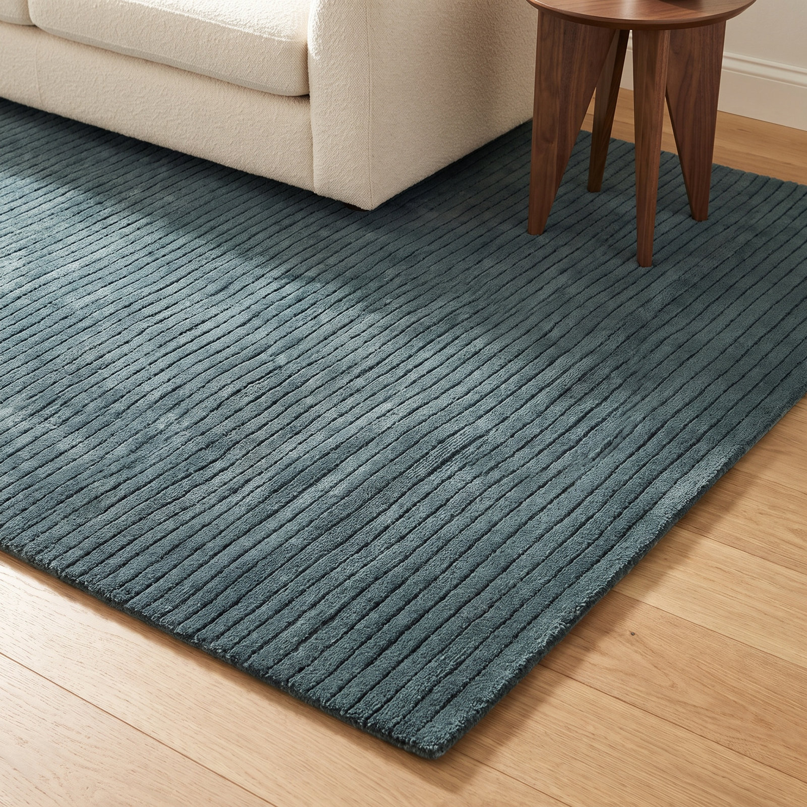 Guiness Blue Hand-Loomed Wool Rug, Rectangle 9' x 12'