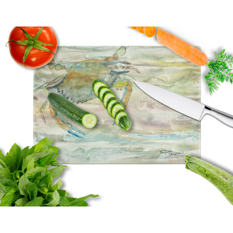 Caroline's Treasures Tempered Glass Crab Sunset Cutting Board