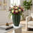 Sculpted Ribbed Ceramic Porcelain Tall Flower Vase for Home Decor - Modern Form Accent Display for Entryway Table Placement - Green-1257525840