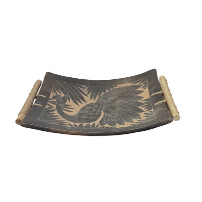 Plateau décoratif 19,5 x 13 x 3,5 po en terre cuite