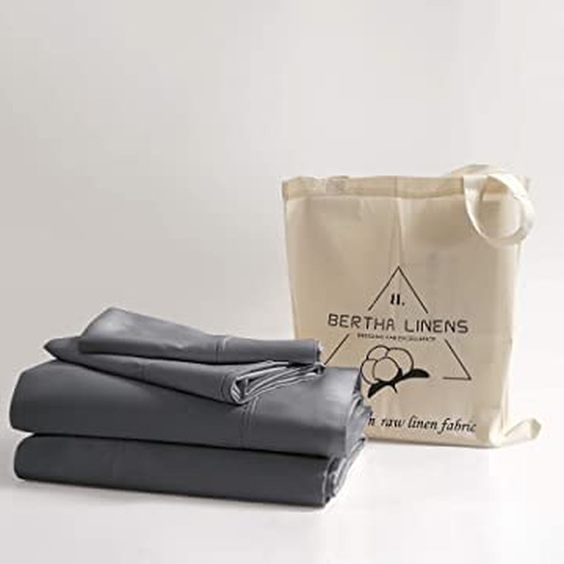 Sateen Sheet Set, California King Fitted Sheet, Dark Gray