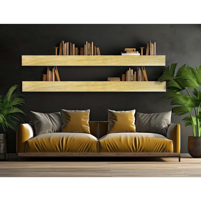 Emerald Lee 2 Piece Oak Floating Shelf, 6" H x 62" W x 5" D