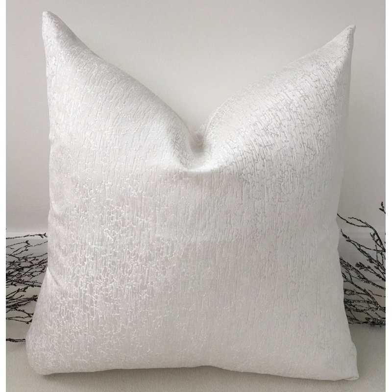 Abstract White Square Cushion Cover, White