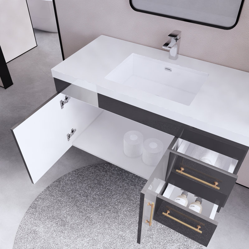 Doddridge 41.9'' Single Bathroom Vanity with Acrylic Top, Gray