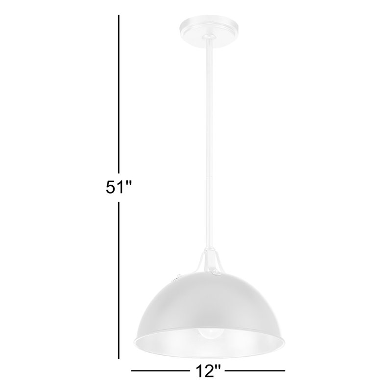 Luminaire suspendu en forme de dôme à 1 lumière Carlacia, Blanc