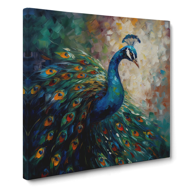 Peacock Palette Knife No.3 - Wrapped Canvas, 50cm H x 50cm W x 3cm D