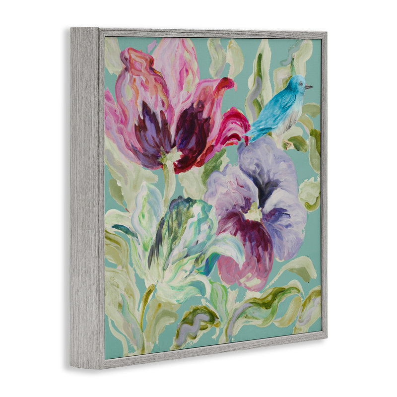 Lyrical Garden Strokes Framed Giclee, design by Lanie Loreth, 17" H x 17" W, Farmhouse Gray Framed Giclee