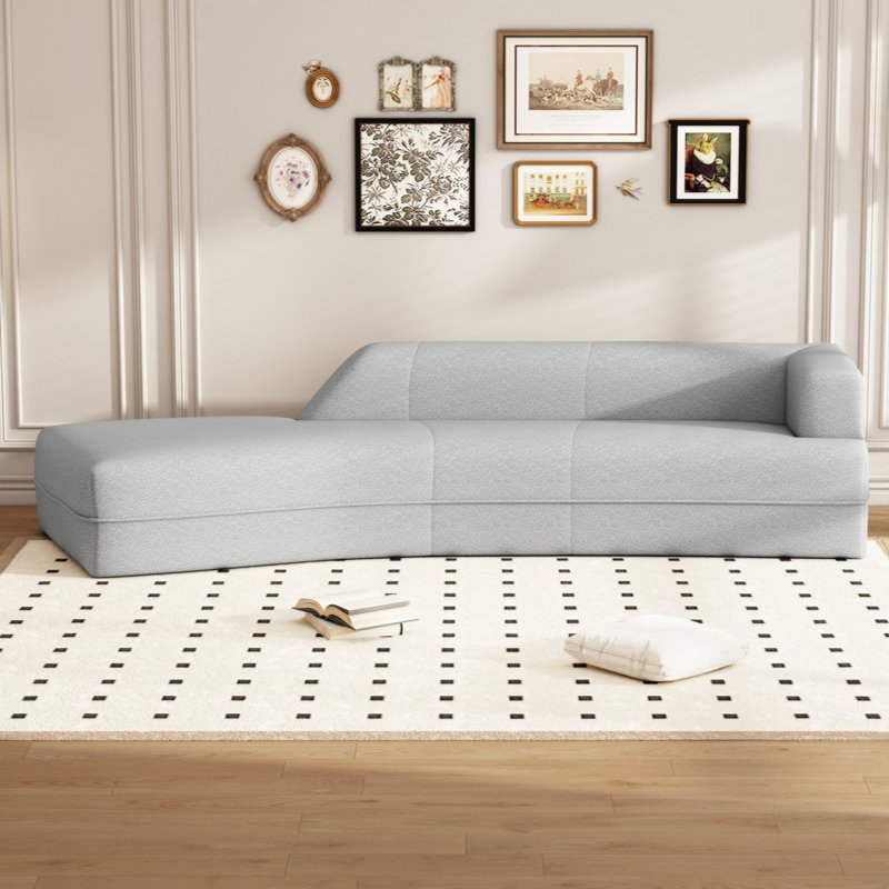 Canapé d'intérieur moderne incurvé pour salon Haiden, Boucle gris