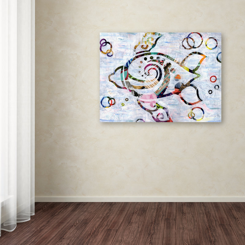 Sea Turtle Swimming on White Background Canvas Art