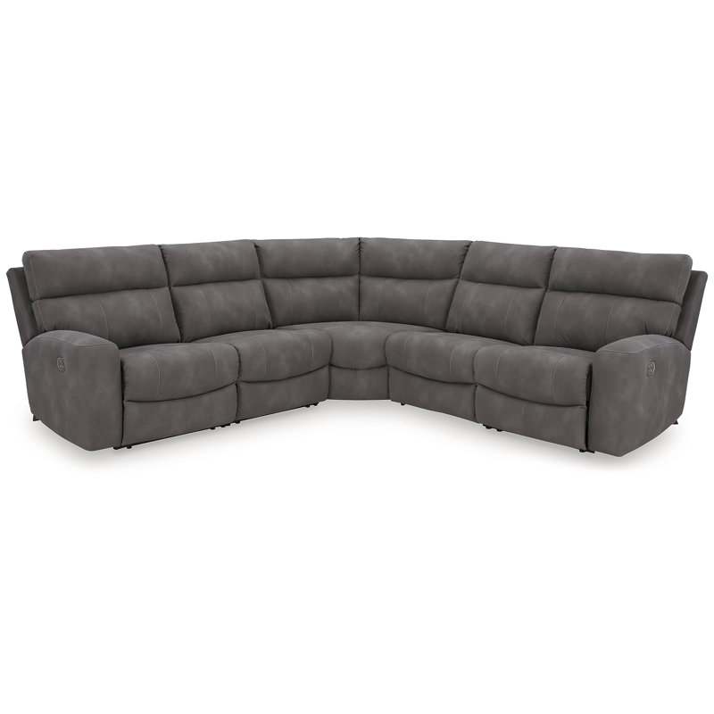 Matsuda 5-Piece Power Reclining Sectional, Similicuir gris