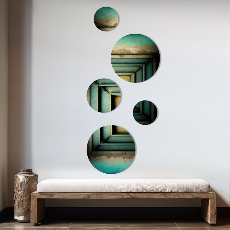Intime illustrations dans des tons rétro délavés - décoration murale géométrique moderne en métal