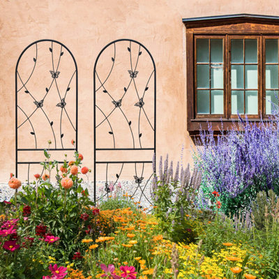 Garden Arch Gate, Metal Garden Trellis 71" X 19.7" Rustproof Trellis For Climbing Plants Outdoor Flower Support