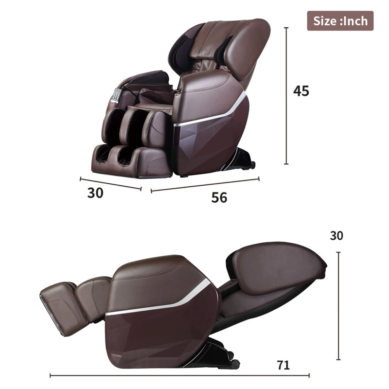 Faux Leather Heated Massage Chair, Brown 