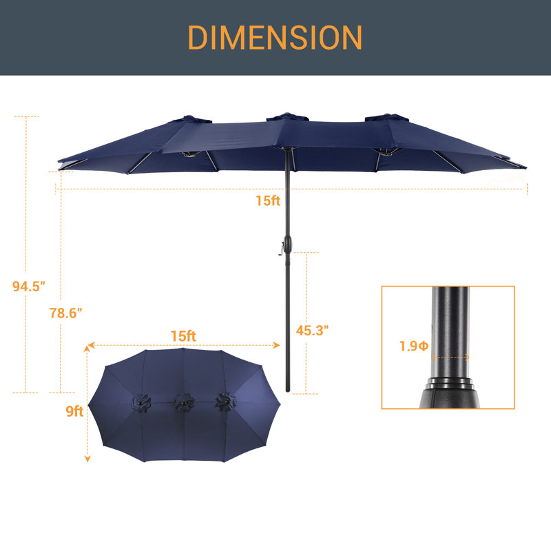 Parasol de marché 180,1 po Saidy, Bleu marine
