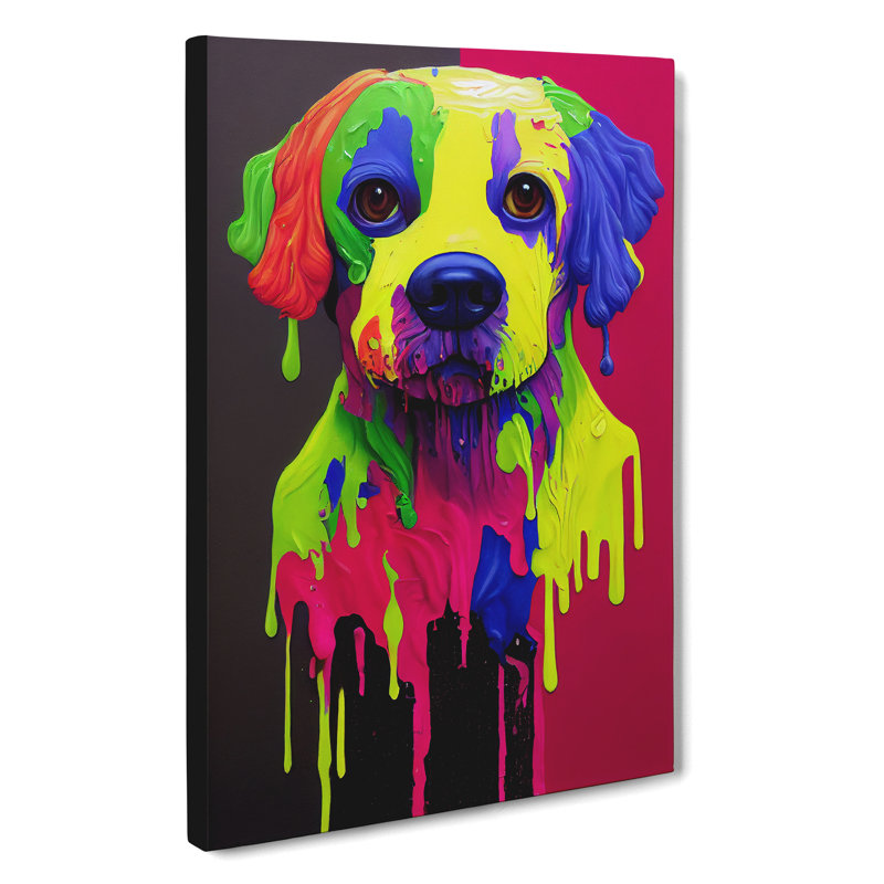 XC1022-1838X Dog Paint Drip No.5 Abstract - Wrapped Canvas Print, 60cm H x 40cm W x 3cm D