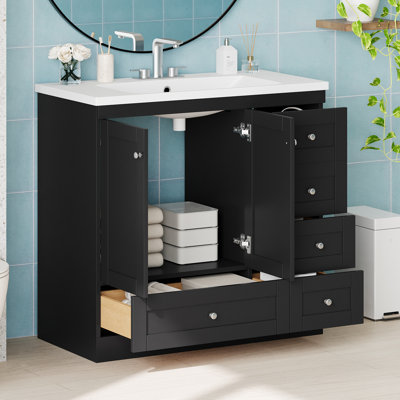 Rasleen 35.8'' Single Bathroom Vanity with Resin Top