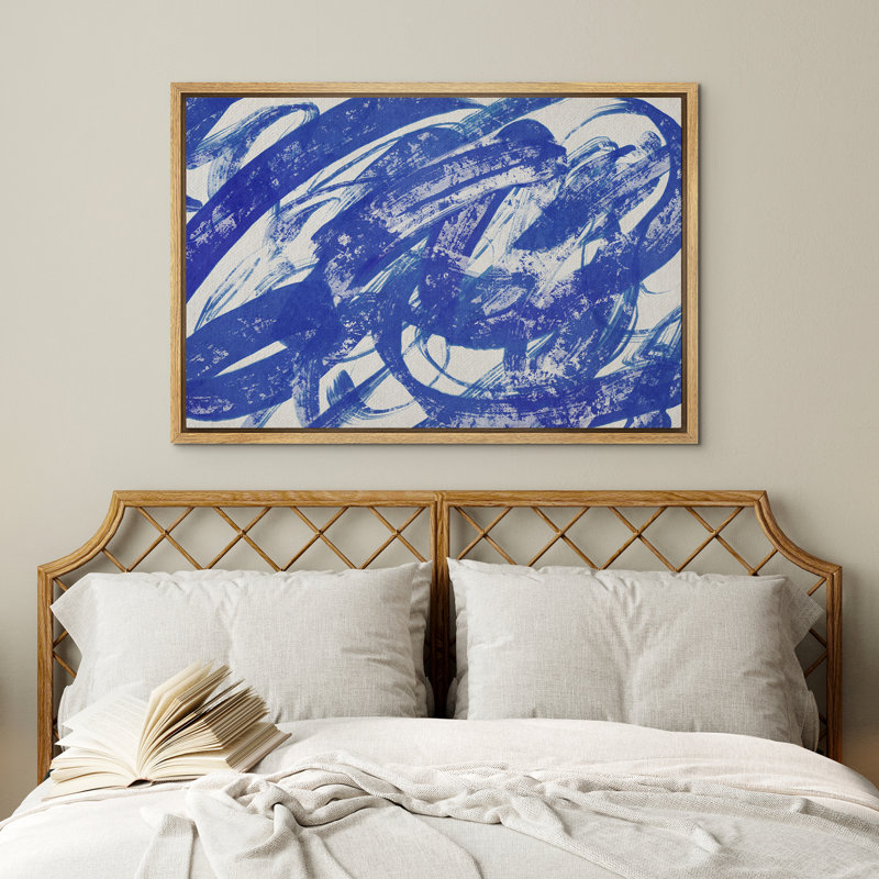 «Vibrant Blue Paint Strokes», reproduction d'art sur toile encadrée, H 16 po x l 24 po, Naturel