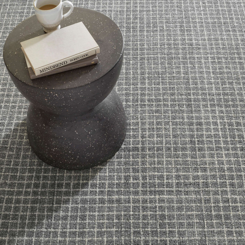 Conall Grey Hand Micro Hooked Wool Rug, Rectangle 5' x 8'