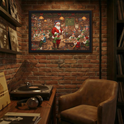 Christmas Santa Claus Workshop Elves Christmas Scene