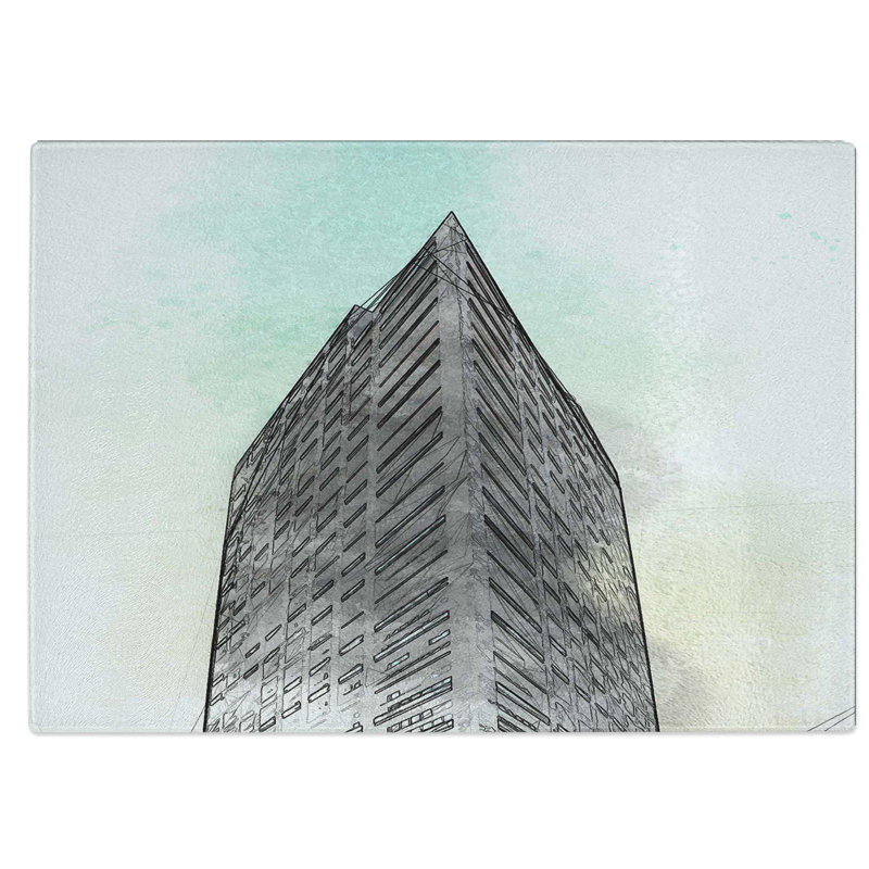Tempered Glass Sketching the Architecture Vol.1 Chopping Board, 39 cm W x 28.5 cm L