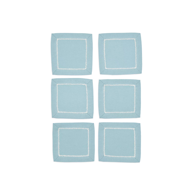 Inverted Picot Edge Cocktail Napkin, Dusty Blue